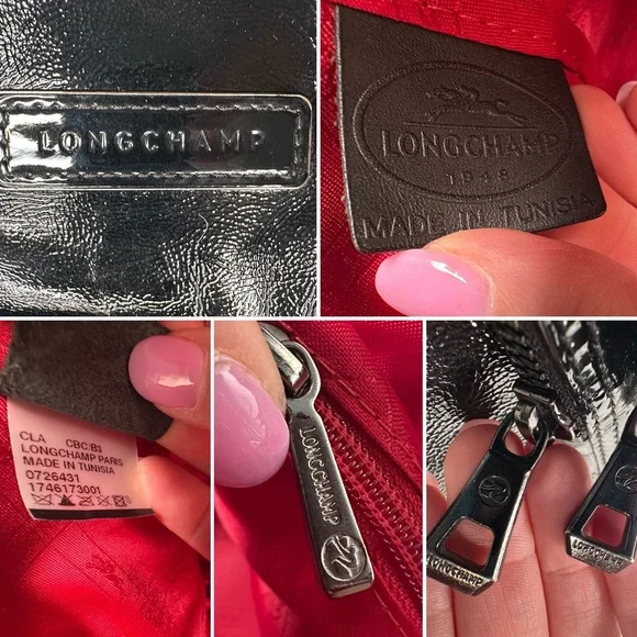 Longchamp Legende Verni Black Patent Leather Travel Satchel Tote Bag Large - Picture 8 of 13